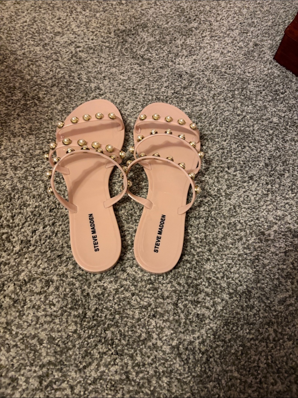 Steve Madden Blush Pink Slide Sandals with Gold Studs Size 9